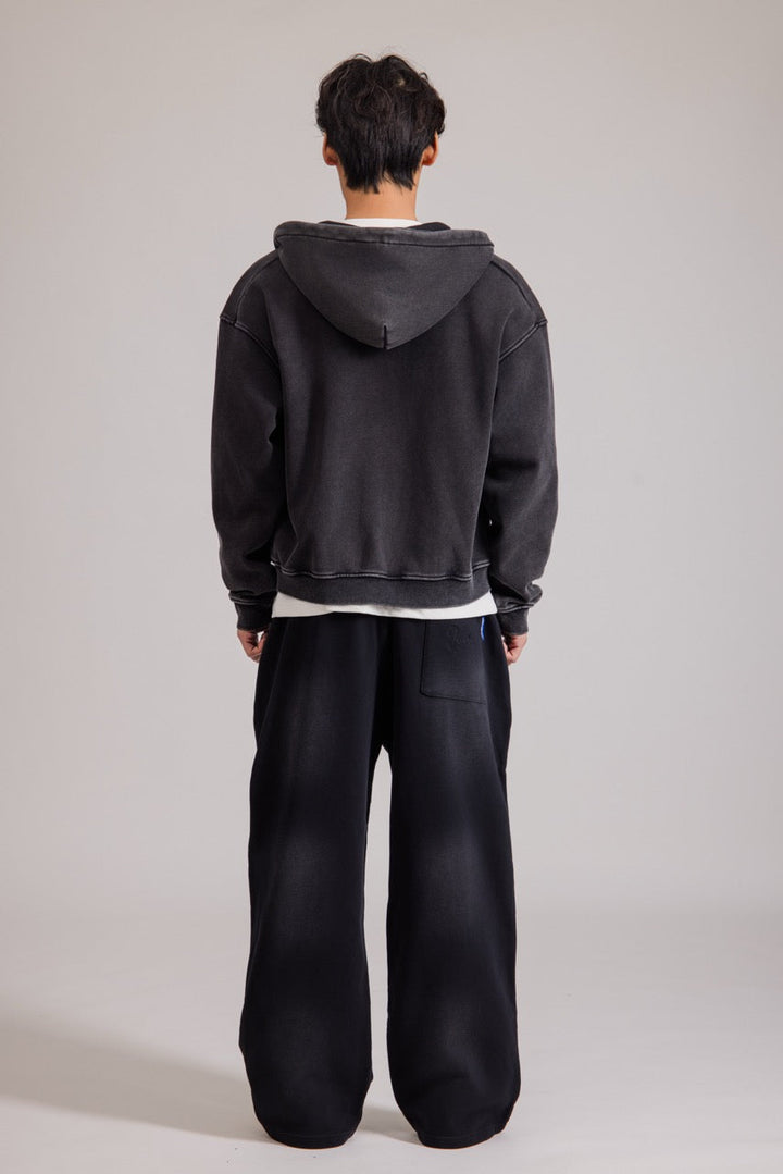 Herren Hoodie mit Reißverschluss und Kapuze in Schwarz