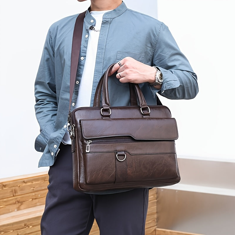 Men's Vintage Briefcase Bag – Distressed Leather Office Messenger – view 4
