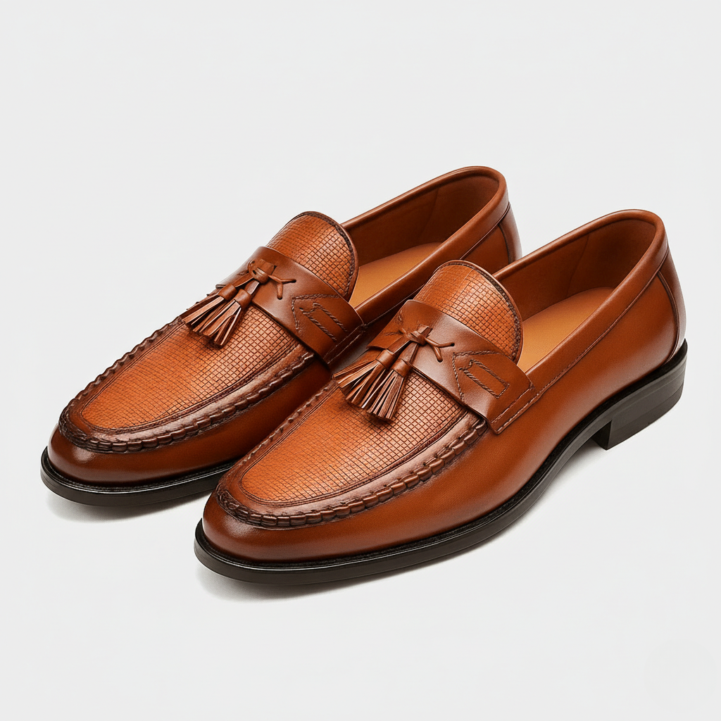 Herre loafers med tassels og mokkasinsøm