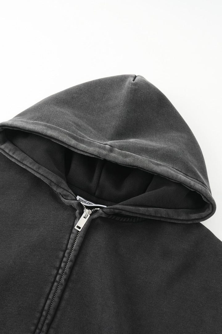 Herren Hoodie mit Reißverschluss und Kapuze in Schwarz