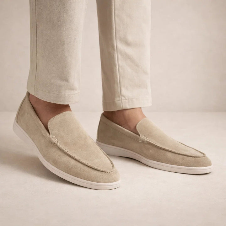 Herre loafers med mokkasinsøm og flad lys sål