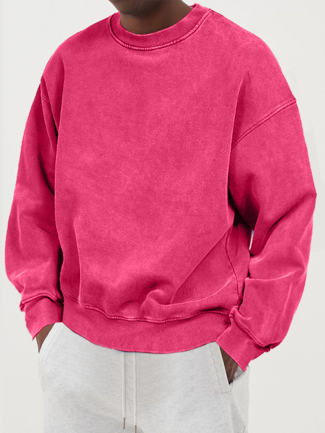 Herre sweatshirt med rund hals, lange ærmer og ribkanter