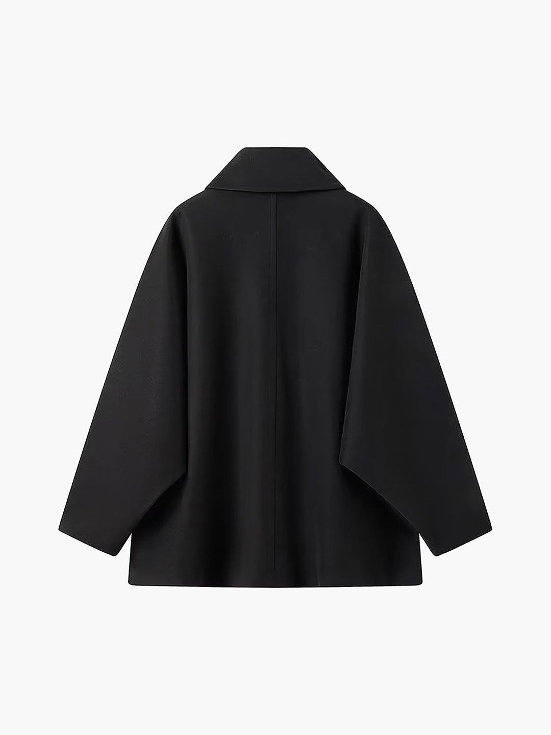 Damefrakke med oversized pasform, stor krave, knapper og skrå lommer