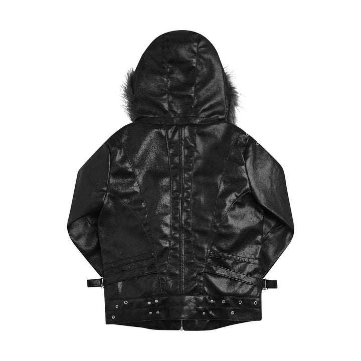Herren Jacke mit Kapuze, flauschiger Kante und schwarzem Finish