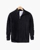 Herresweater med kabelstrik, høj krave og kort lynlås