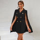 Women Double Breasted Cape Dress with Belt