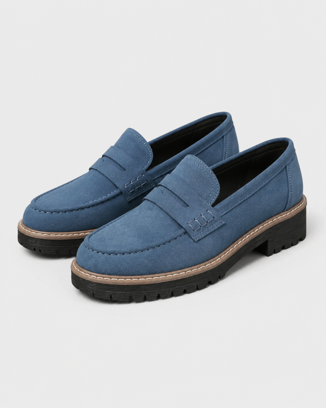 Dame loafers med pennyrem, rund tå og rillet ydersål