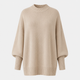 Dame oversized striktrøje med høj krave, brede lange ærmer og ribkanter