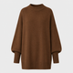 Dame oversized striktrøje med høj krave, brede lange ærmer og ribkanter