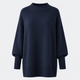 Dame oversized striktrøje med høj krave, brede lange ærmer og ribkanter