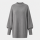 Dame oversized striktrøje med høj krave, brede lange ærmer og ribkanter