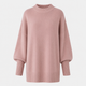 Dame oversized striktrøje med høj krave, brede lange ærmer og ribkanter
