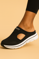 Dame slip-on sko med åben side, rund tå og grov sål