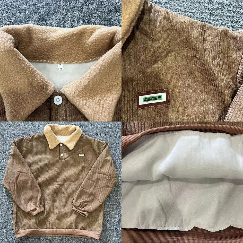 Herre pullover med ribstruktur, krave og knaplukning