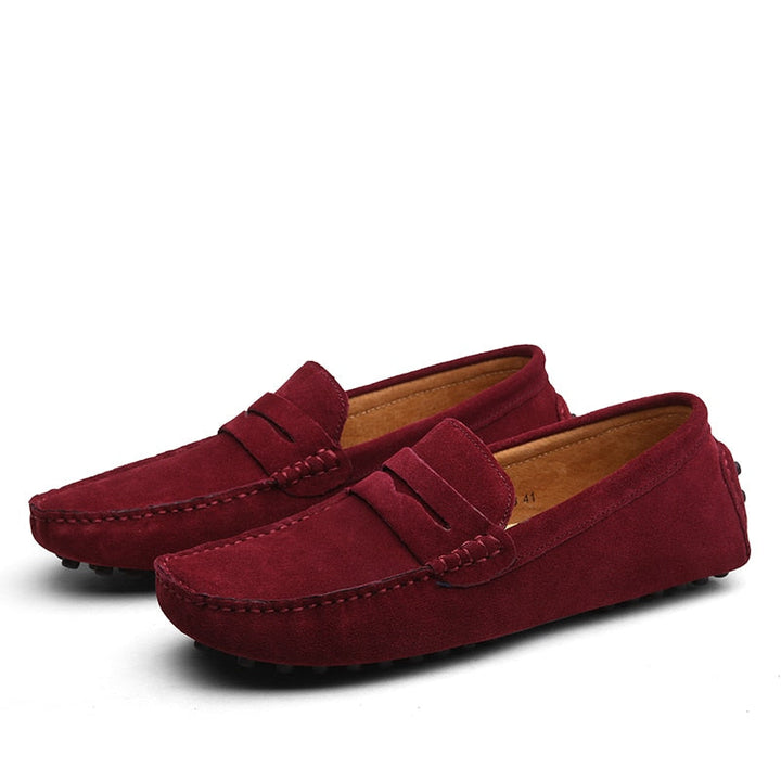 Herreloafers med mokkasinsnit og pennyrem