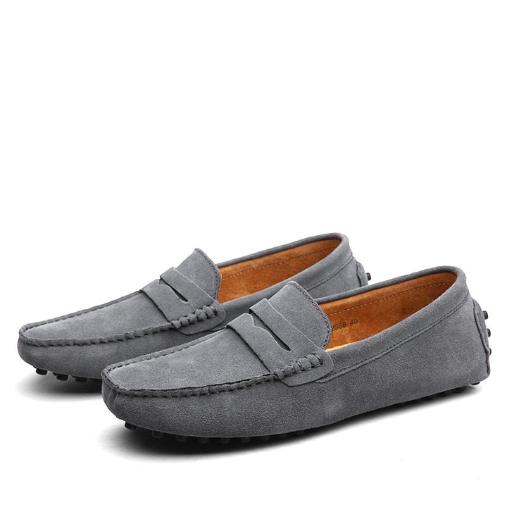 Herreloafers med mokkasinsnit og pennyrem