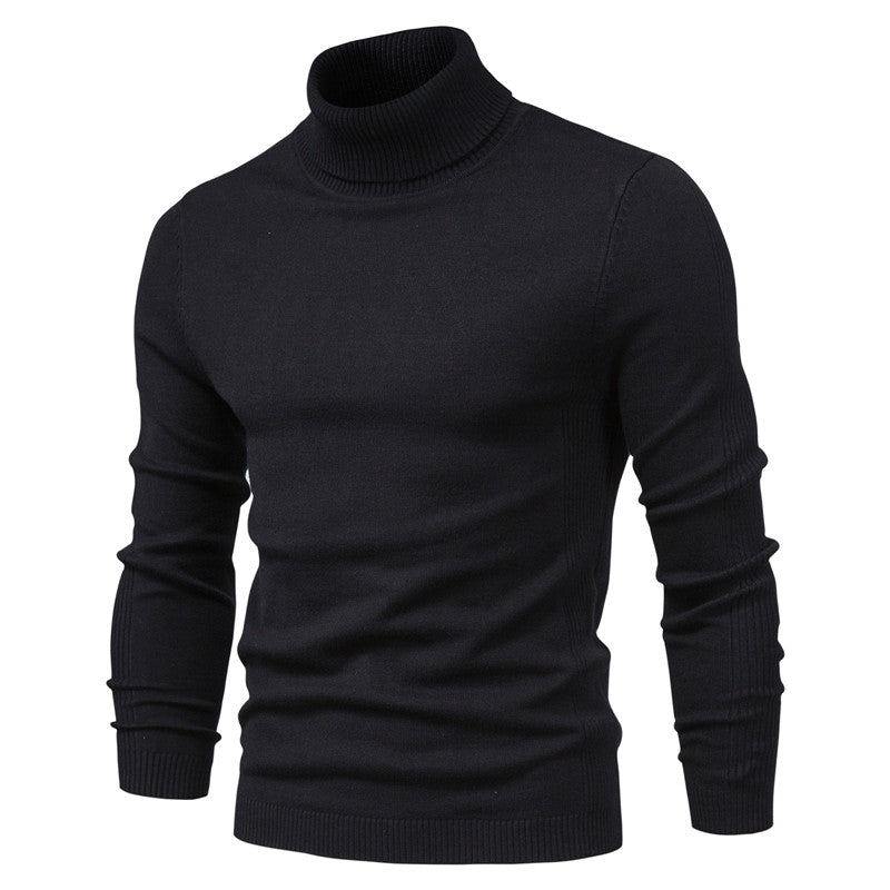 Herre rullekravesweater med lange ærmer og ribkanter