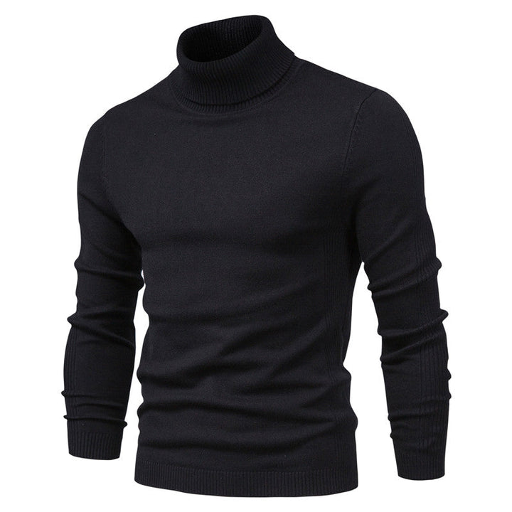 Herre rullekravesweater med lange ærmer og ribkanter