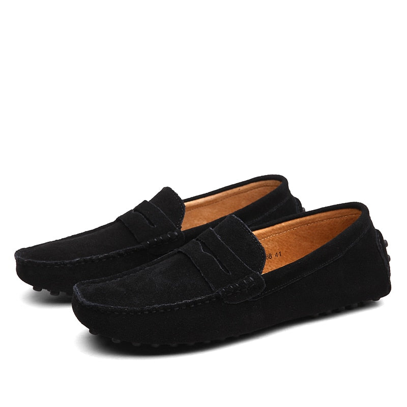 Herreloafers med mokkasinsnit og pennyrem
