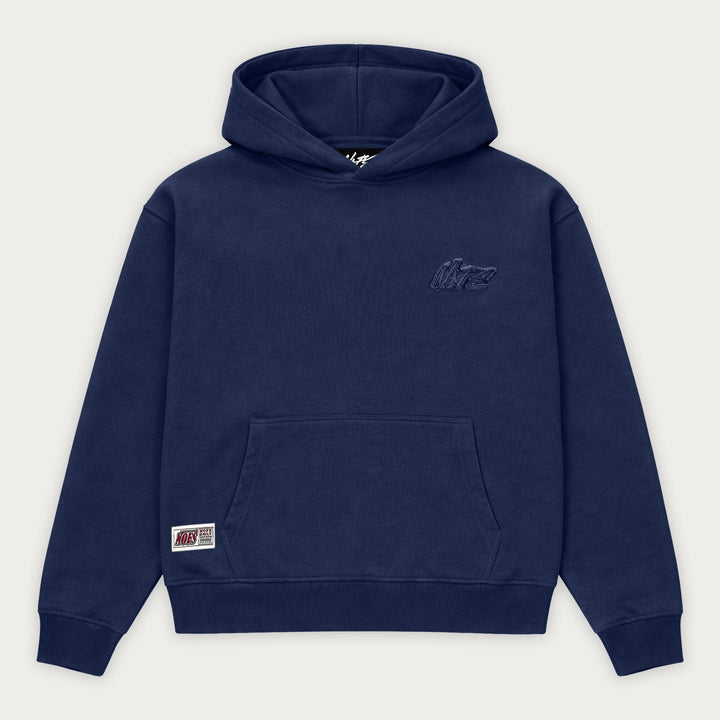 Navy unisex hættetrøje med hætte og kængurulomme