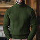 Herre rullekravesweater med lodret ribstruktur og lange ærmer