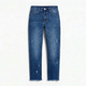 Damejeans med lige ben, slidte detaljer og frynsede cropped kanter