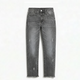 Damejeans med lige ben, slidte detaljer og frynsede cropped kanter