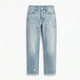 Damejeans med lige ben, slidte detaljer og frynsede cropped kanter