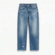Damejeans med lige ben, slidte detaljer og frynsede cropped kanter