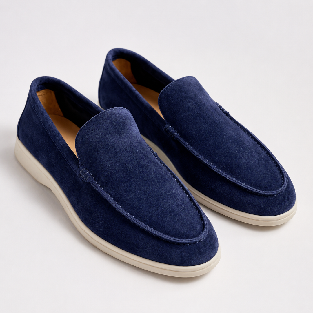 Herreloafers med rund tå og lys flad sål