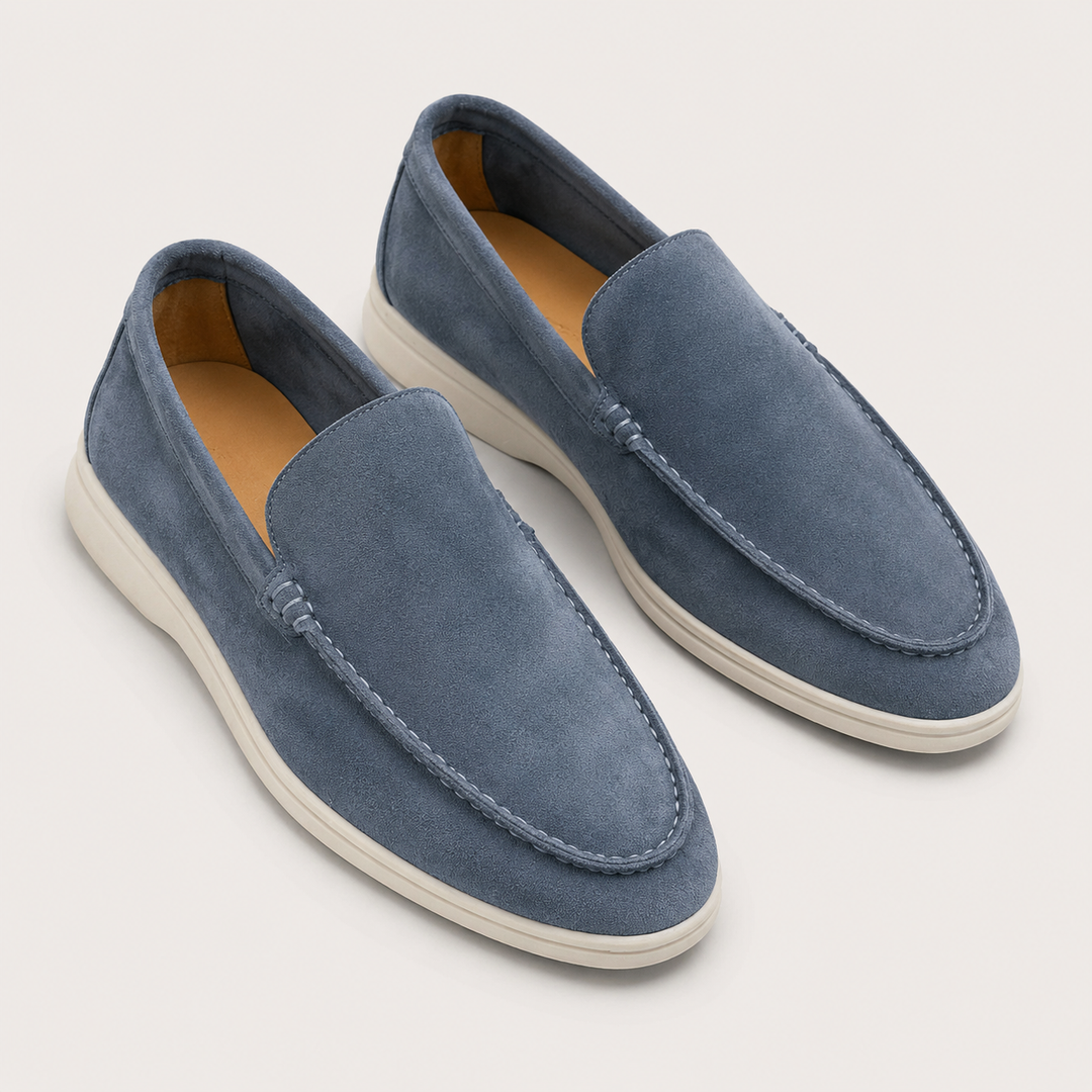 Herreloafers med rund tå og lys flad sål