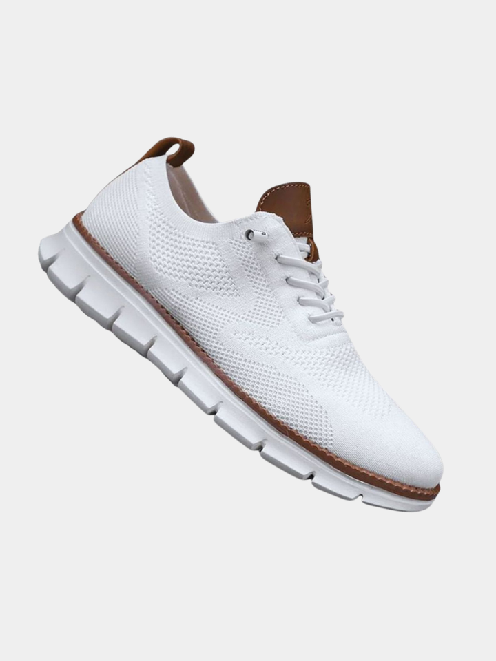 Herre strikket sneaker med snørebånd og kontrastfarvet hælkappe