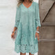 Women Vintage Lace Trim Shift Dress