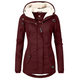 Giacca invernale lunga da donna con cappuccio, zip e tasche