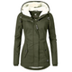 Giacca invernale lunga da donna con cappuccio, zip e tasche
