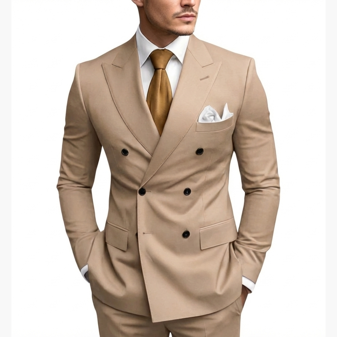 Brandon | Men's Double Breasted Suit Set with Notched Lapel and Trouser