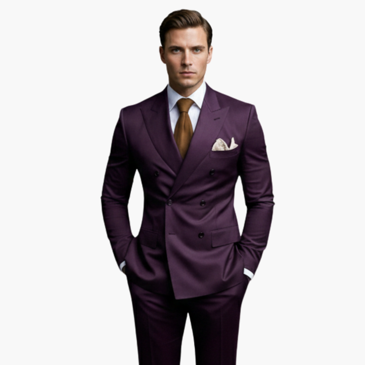 Brandon | Men's Double Breasted Suit Set with Notched Lapel and Trouser