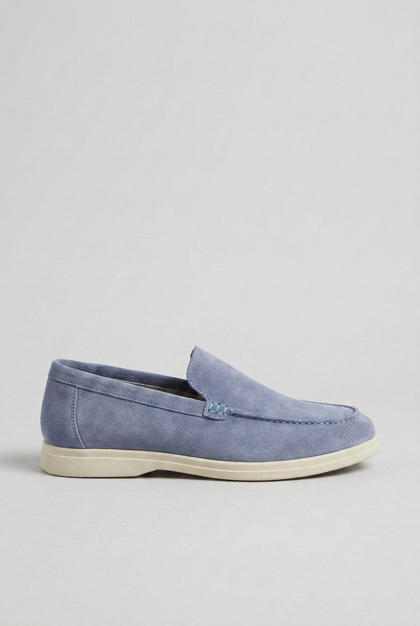 Herre loafers med rund tå, slip-on design og flad lys sål