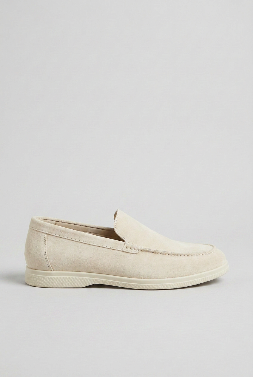 Herre loafers med rund tå, slip-on design og flad lys sål