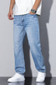Herrejeans med loose fit, lige ben, fem lommer og vasket denimudtryk