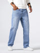 Herrejeans med lige ben, fem lommer og lang model