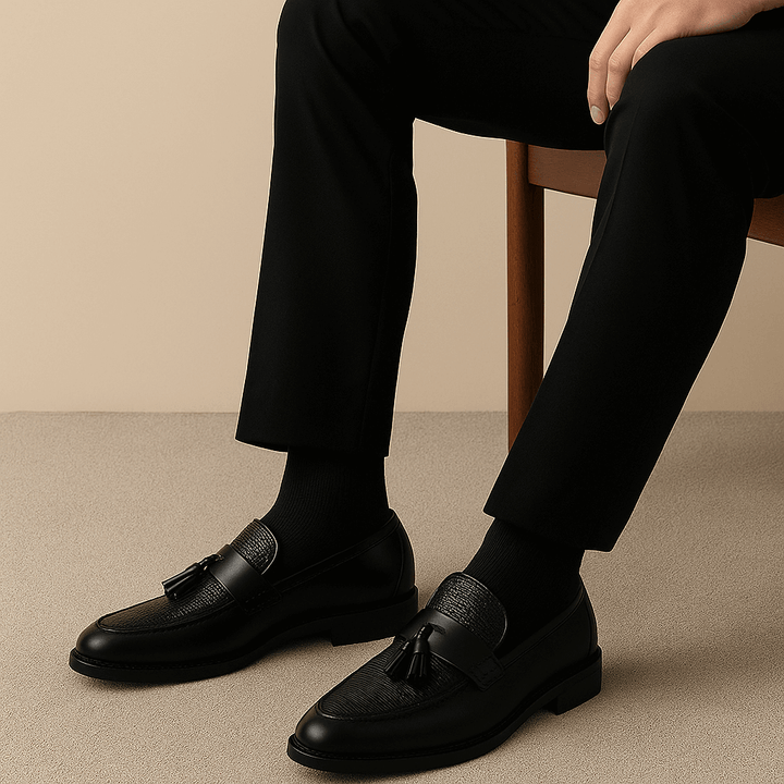 Herre loafers med tassels og mokkasinsøm