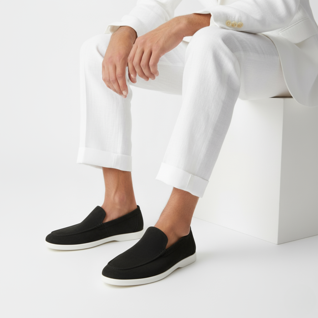 Herre loafers med mokkasinsøm og kontrastsål