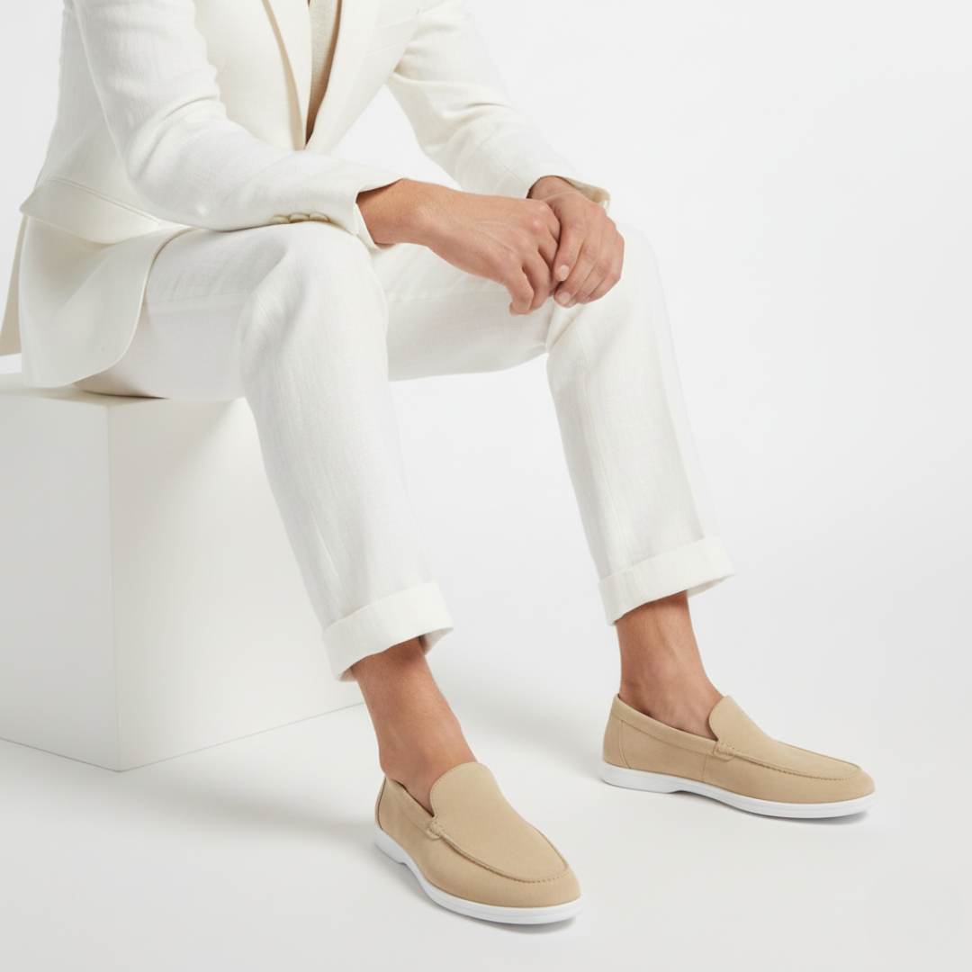 Herre loafers med mokkasinsøm og kontrastsål