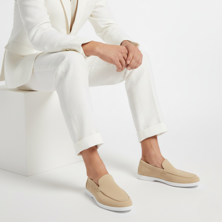 Herre loafers med mokkasinsøm og kontrastsål