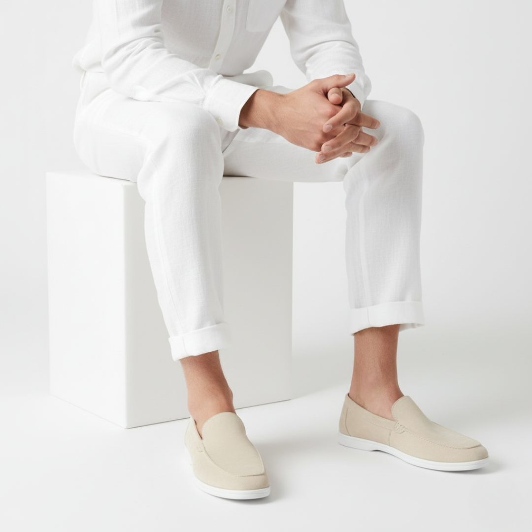 Herre loafers med mokkasinsøm og kontrastsål
