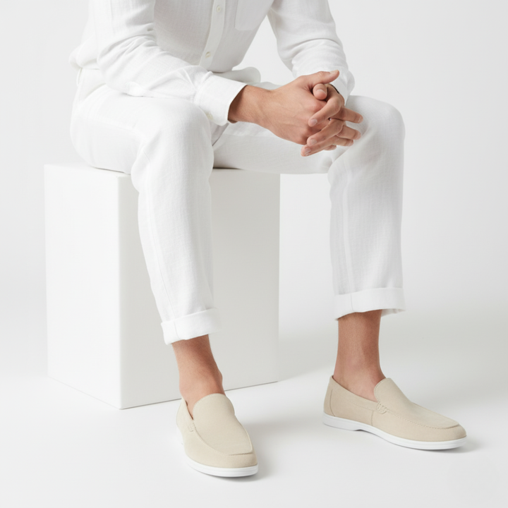 Herre loafers med mokkasinsøm og kontrastsål