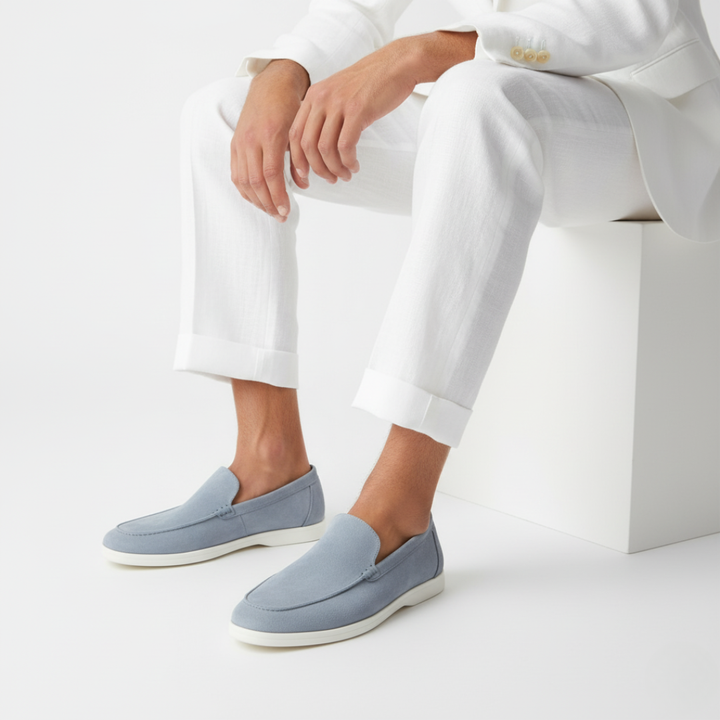 Herre loafers med mokkasinsøm og kontrastsål