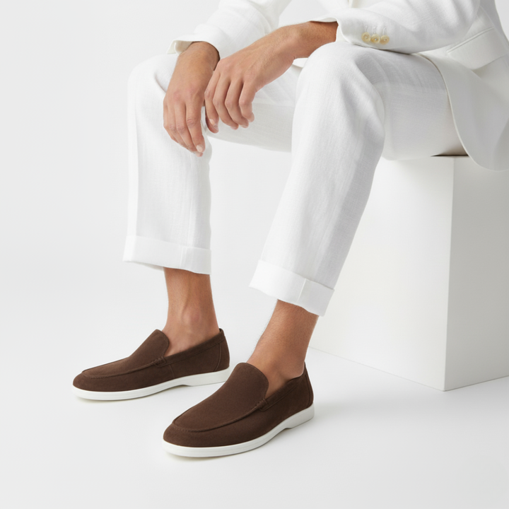 Herre loafers med mokkasinsøm og kontrastsål