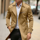 Herre trenchcoat med høj krave, knapper, skulderstropper og lange ærmer